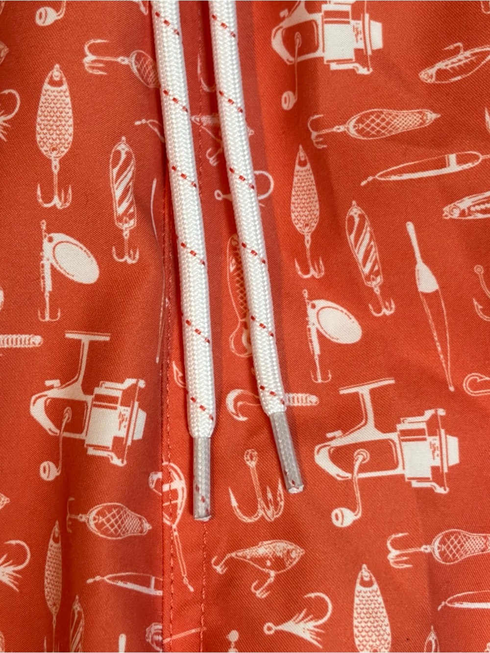 NWT Roundtree & Yorke Swim Shorts Mens Large Coral Orange Fish Hooks Mesh Lined - Picture 8 of 11